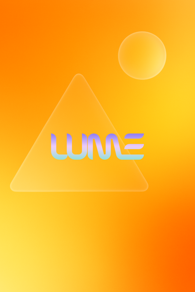 The seamless transition from deep orange to soft golden hues evokes light and optimism, while the elegant frosted glass geometry